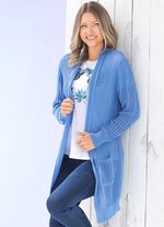 L&aring;ng cardigan i stretchig randig look 