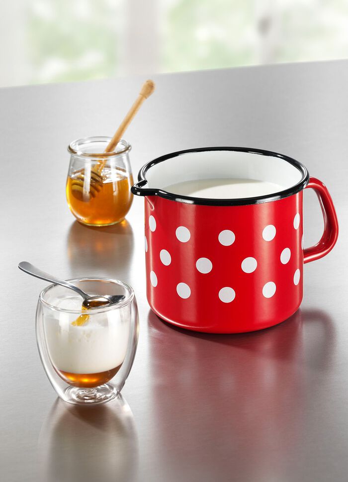 Mj&ouml;lkkruka av slitstark st&aring;lemalj 