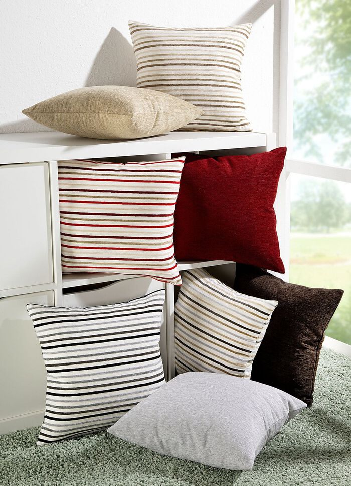 Kuddfodral i randig design BEIGE