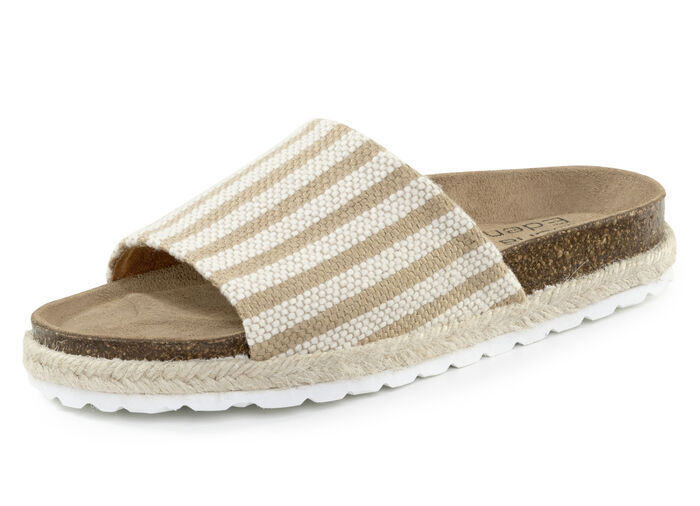 ELENA EDEN mulor gjorda av grovvävt textilmaterial BEIGE-WEISS