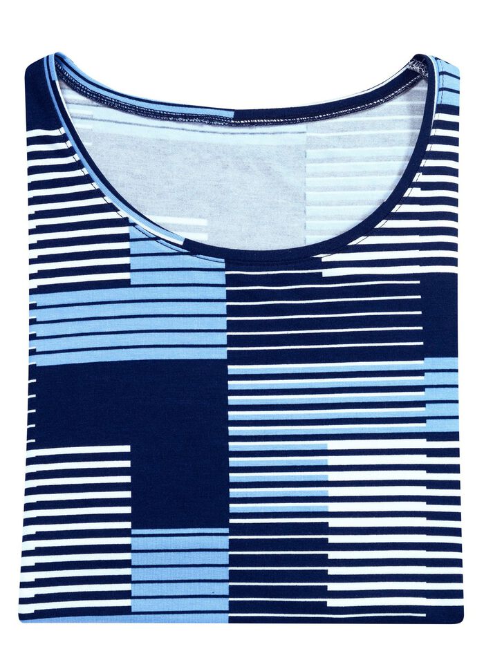 Skjorta med rund hals i 3 f&auml;rger MARINE-BLEU-WEISS