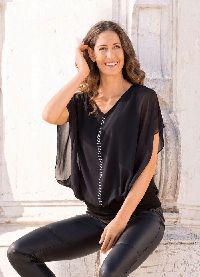 ponchotunika med strassdekoration 