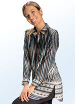 L&aring;ng blus med vackra b&aring;rder och bl&auml;ckstr&aring;letryck 