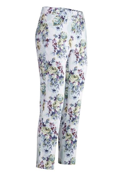 Byxor med briljant f&auml;rgat bl&auml;ckstr&aring;letryck 