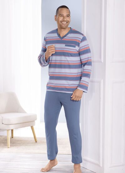 Tvåpack pyjamas med v-ringning och bröstficka 