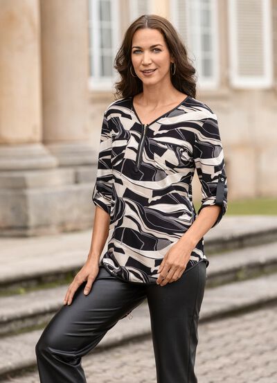 Skjorttunika med l&auml;derimitation 