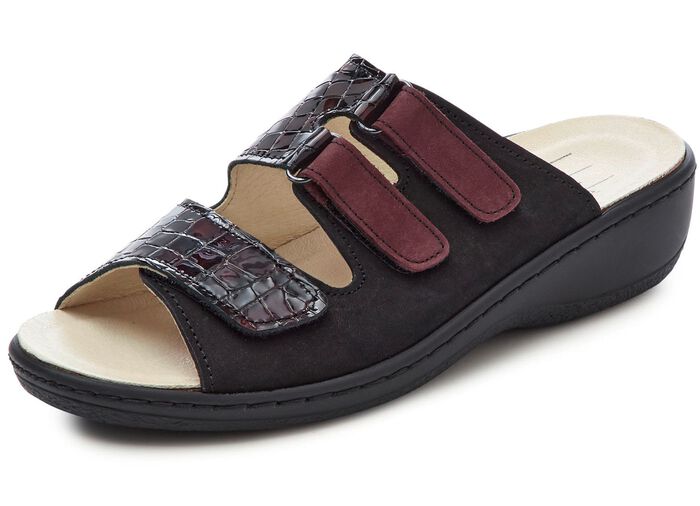 ELENA EDEN, bekv&auml;ma damslip-ins, vidd H, med uttagbar fotb&auml;dd SVART-BORDEAUX