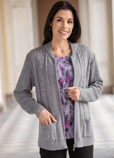 Kofta med dekorativ texturblandning 