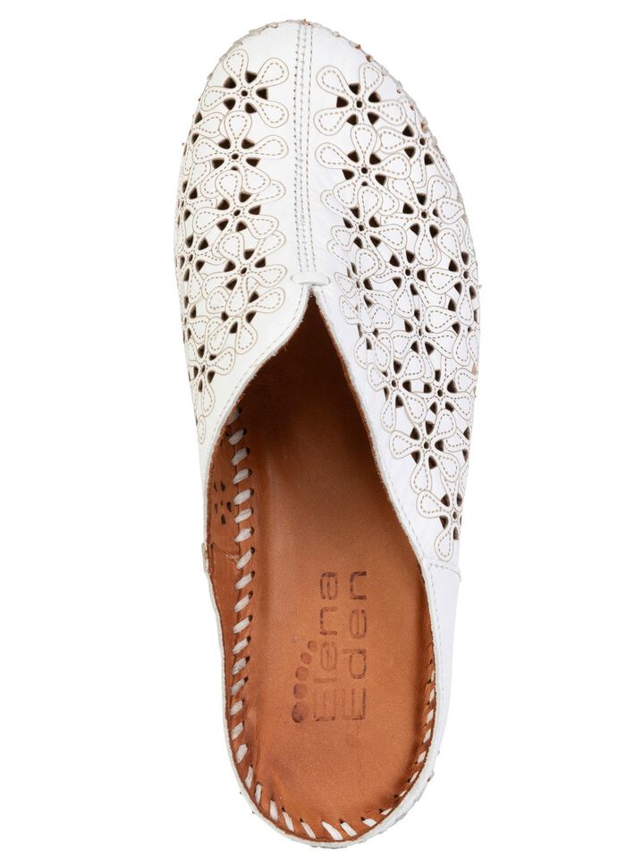 ELENA EDEN, somriga damtr&auml;skor, vidd G, tillverkade av l&auml;der WEISS