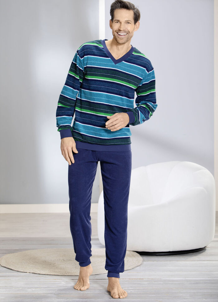 Pyjamas av frottéstretchtyg med manschetter 