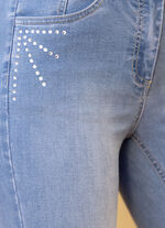 Jeans med extravagant strassdekoration, 