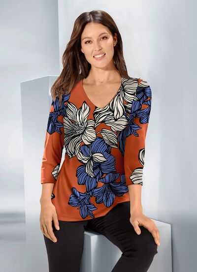 Skjorta med rundad V-ringning 