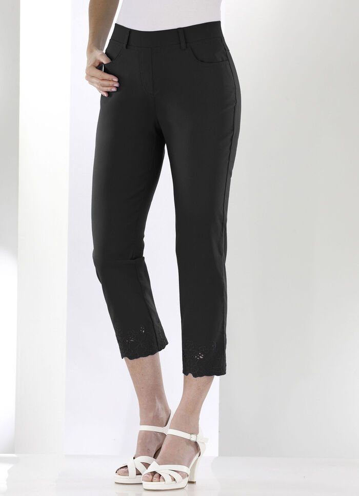 Byxor med blommiga &ouml;ljetter SVART