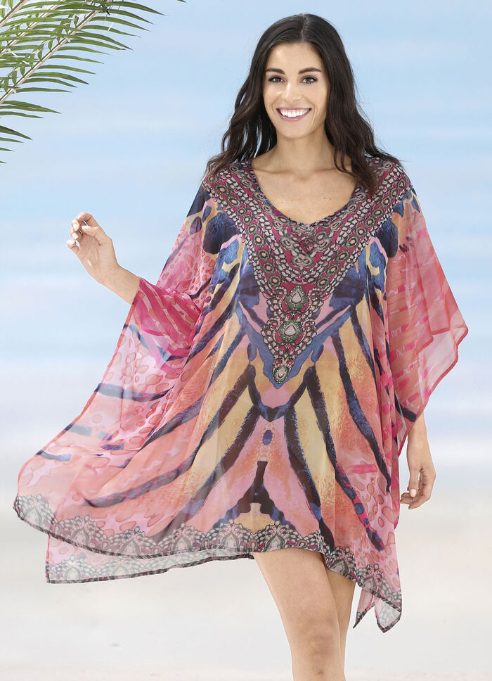 Laurina tunika med strass, lätt transparent, 