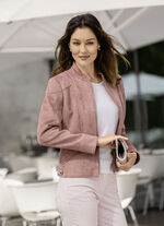 Kort jacka av imiterad mocka 