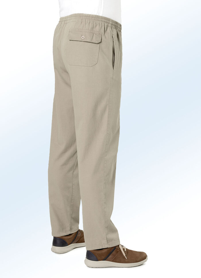 Dra-på-jeans med resårlinning och dragsko i 4 färger BEIGE