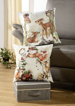 Kuddfodral med förtrollande vinterscener SCHNEEMANN IM WALD