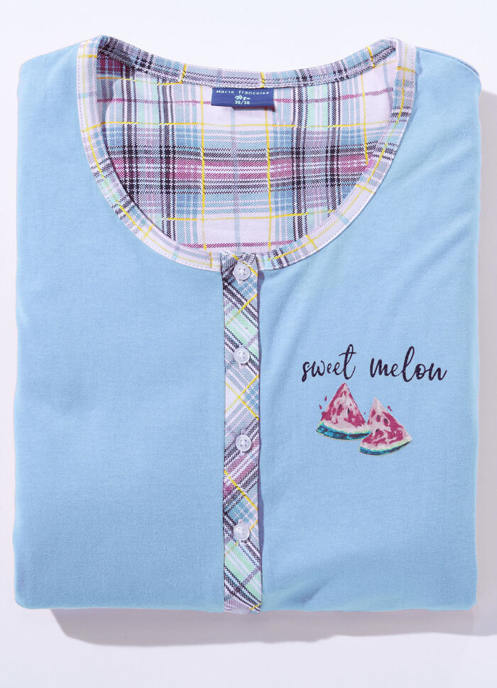 Tvåpack hållbara nattlinnen i bomull med knappslå