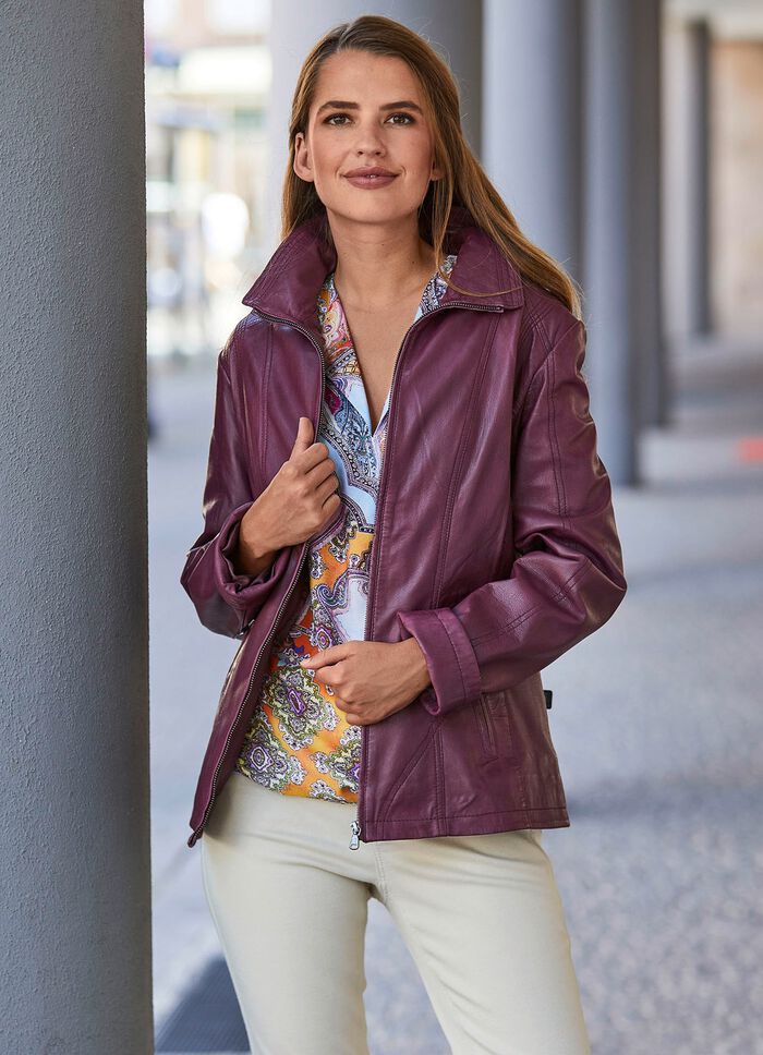 Skinnjacka med uppf&auml;llbar krage 