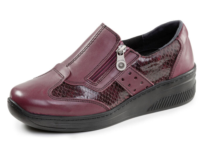 ELENA EDEN, bekväma damtofflor, bredd H, med uttagbar fotbädd BOURGOGNE