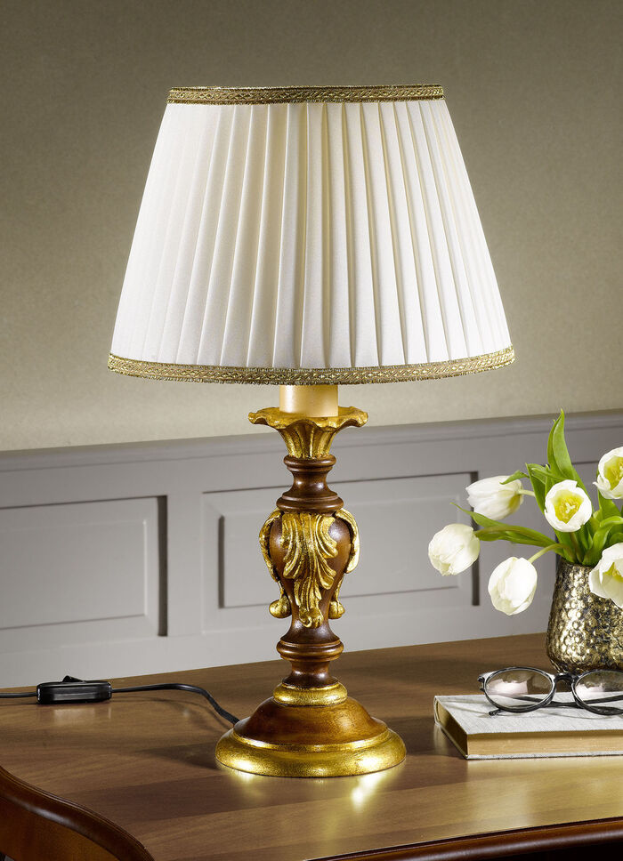 Bordslampa med äkta bladguld VALNÖT GULD