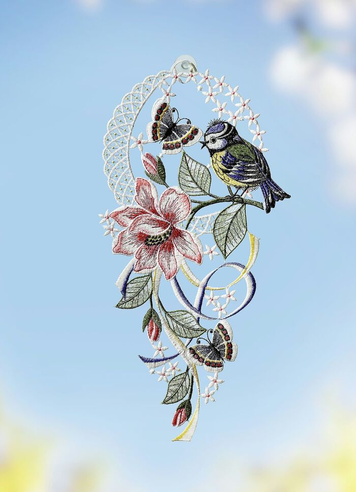 F&ouml;nsterbild f&aring;gel med fj&auml;ril 