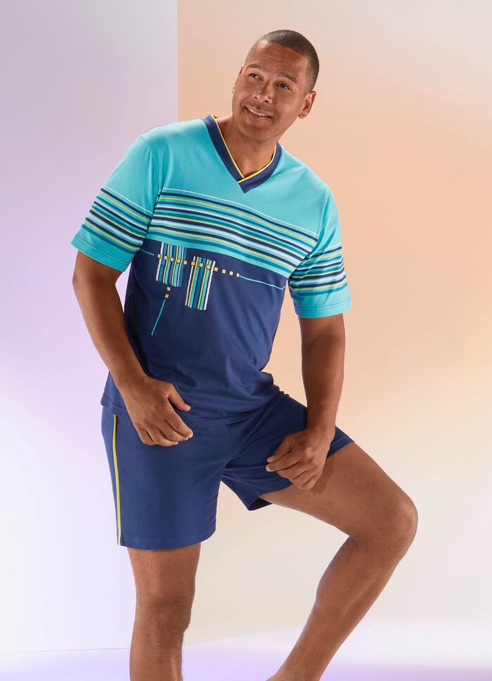 Shorty med V-ringad och randig design 