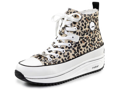 Rieker skosko med snörning i leopardmönstrad eller denimstil, , large
