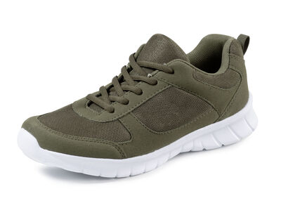 Sneakers med snörning av syntetiskt och mjukt textilmaterial, , large