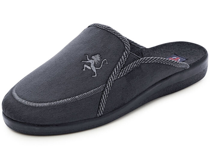 Tvåpack, klassiska herrtofflor, bredd H, med resårband BLÅ+SVART