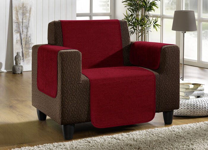 Okänsliga fåtölj, soffa och armstödsskydd av chenille BORDEAUX