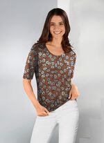 Skjorta med briljant f&auml;rgat bl&auml;ckstr&aring;letryck 