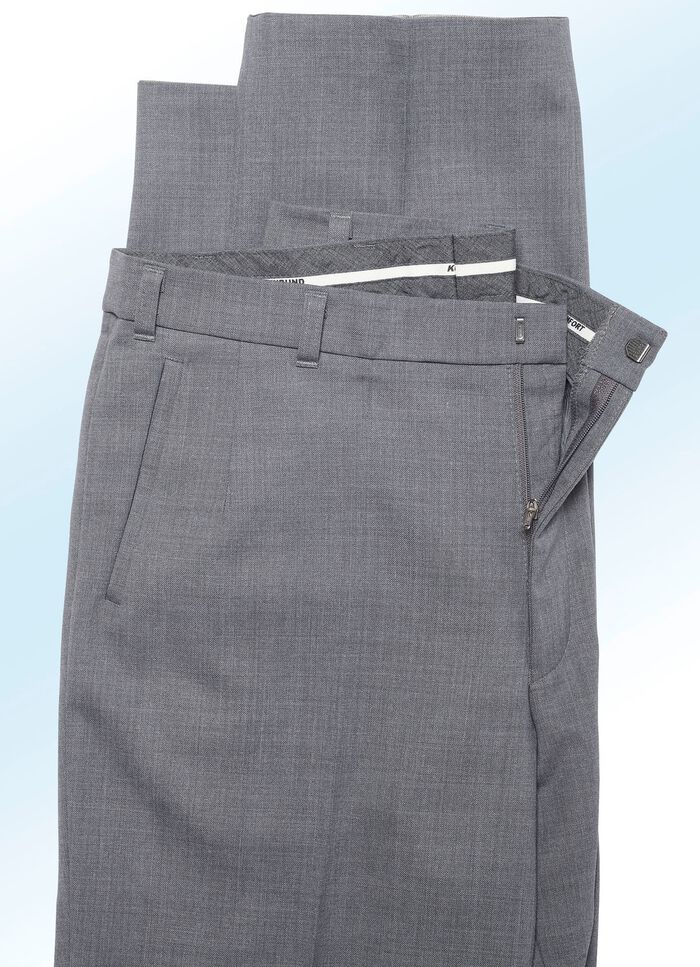 "Klaus Models" byxor med mjuk k&auml;nsla i 4 f&auml;rger MELLANGR&Aring; FL&Auml;CKIG