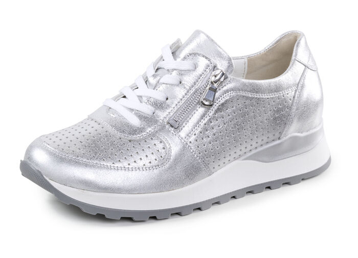 Waldläufer sneakers med snörning av nappaläder SILBER