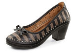 Gemini pumps gjorda av ko nappa läder med rosett SCHWARZ-BRAUN
