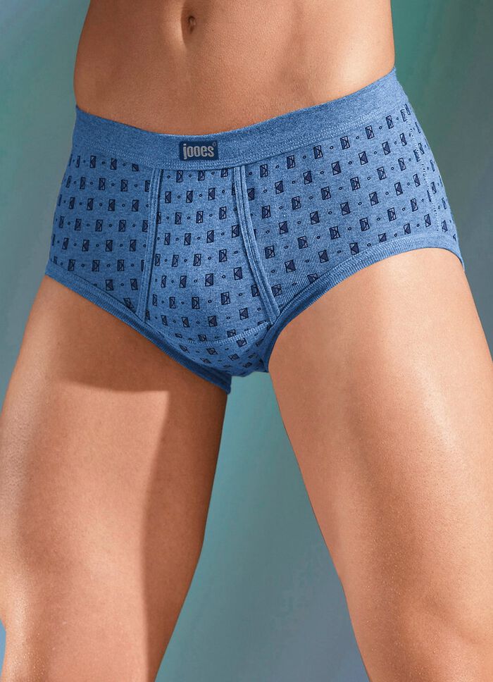 Finribbade kalsonger i fyrpack med gylf och f&auml;rgglatt m&ouml;nster 