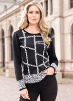 Tr&ouml;ja med jacquarddetaljer i djurp&auml;ls-look 