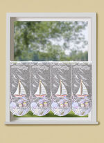 Maritim kort gardin med Plauen-broderi, 