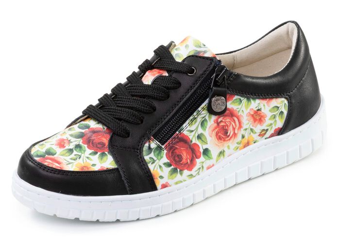 ELENA EDEN, snygga damsneakers, vidd G, med uttagbar fotb&auml;dd SCHWARZ