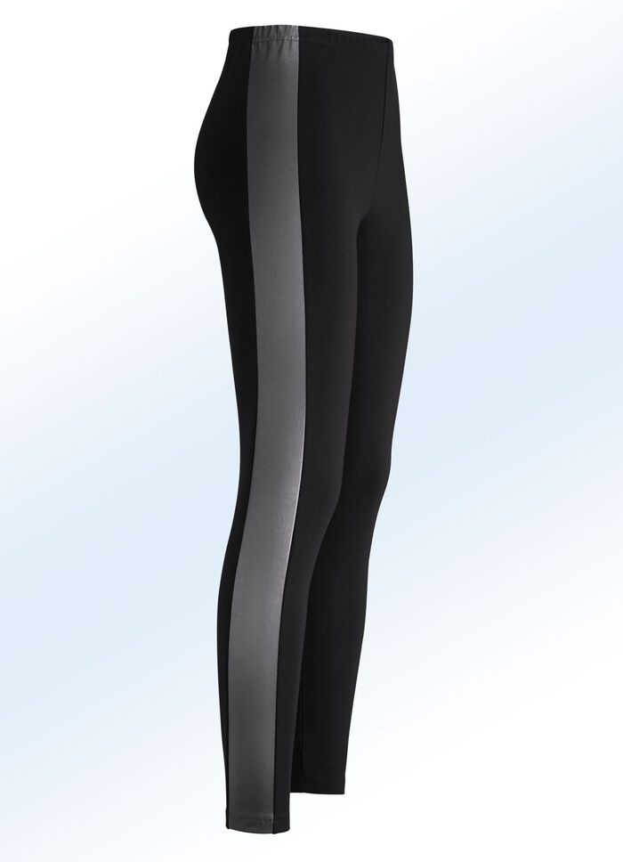 Leggings i en intressant blandning av material SVART