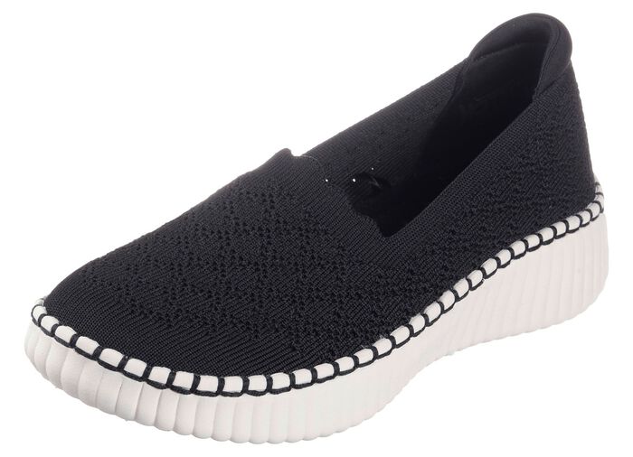 SKECHERS toffel av stretchigt stickat material SVART