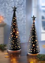 Batteridrivna LED-koner, set om 2, gjorda av glas 