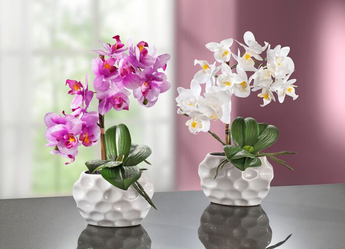 Orkid&eacute;arrangemang i keramikvas 
