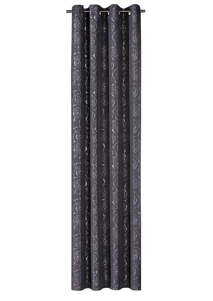 Gardin med vacker rosdesign GR&Aring;-SILVER