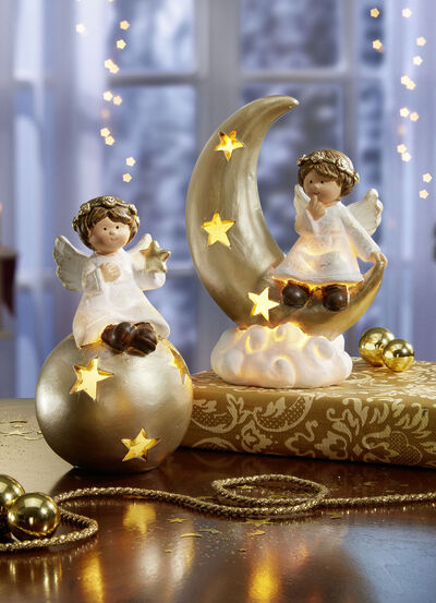 Upplyst keramisk &auml;ngel 