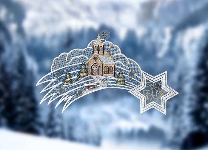 Fönsterbild gjord av äkta Plauenspets 