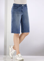 Bermudashorts med 5 fickor i denim DUNKELBLAU