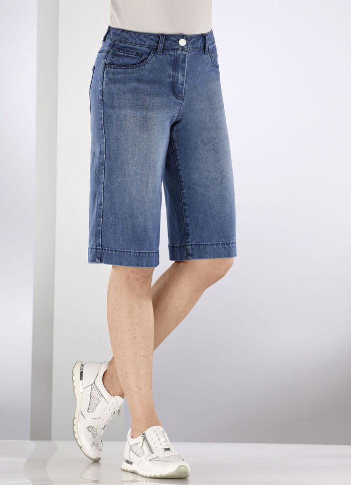 Bermudashorts med 5 fickor i denim DUNKELBLAU