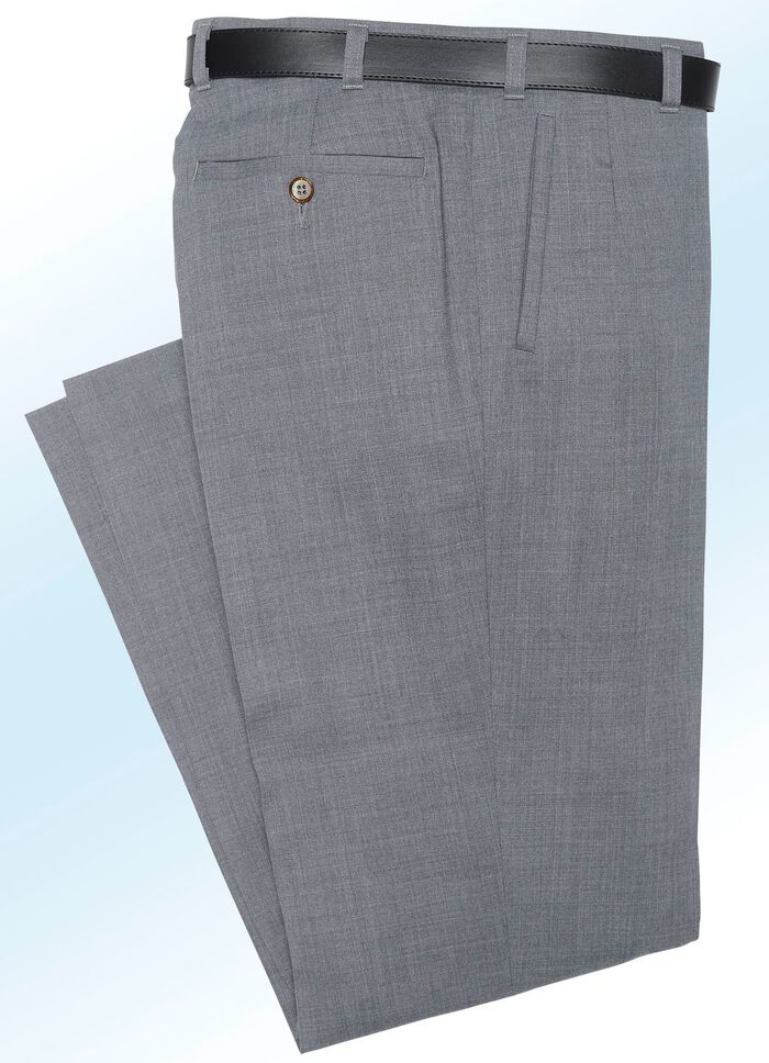 "Klaus Models" byxor med mjuk k&auml;nsla i 4 f&auml;rger MELLANGR&Aring; FL&Auml;CKIG