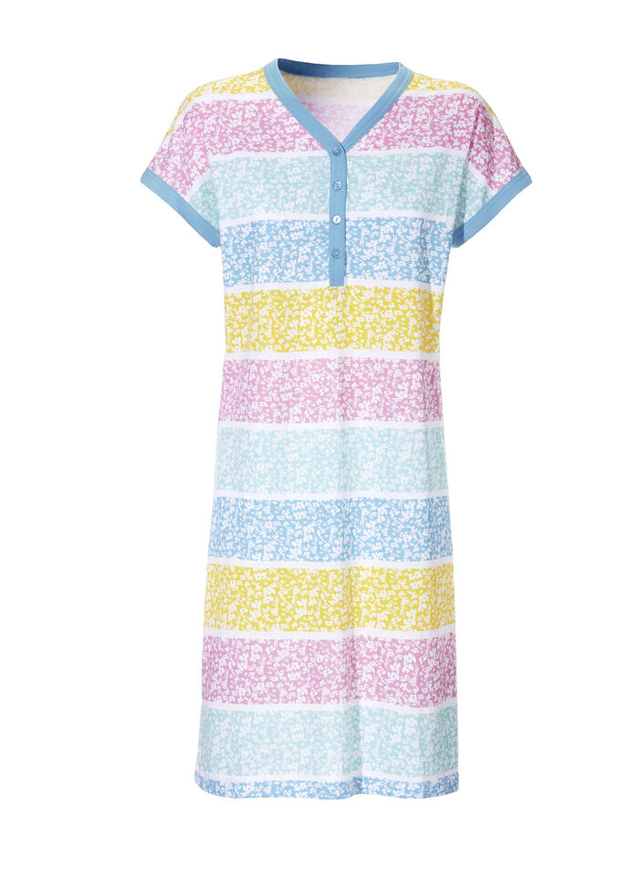 Nattlinne, korta ärmar med knappslå 